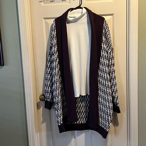 Liz Claiborne Purple & White Knit Sweater